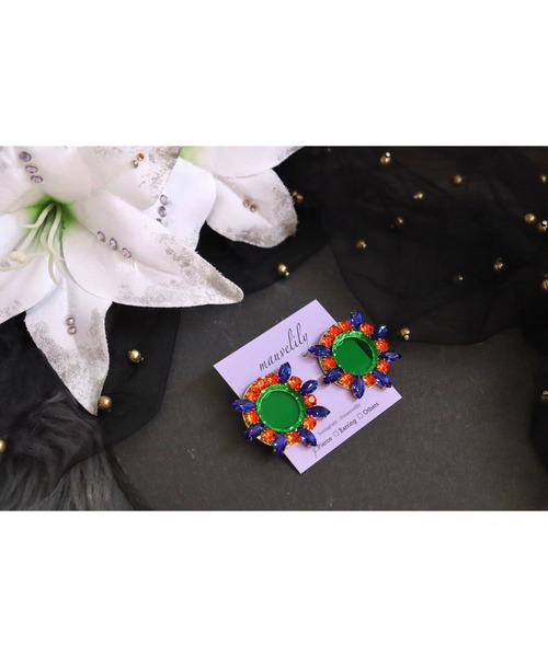 tone（トーン）の「【mauvelily】Bijou flower(MA)（ピアス（両耳用）・レディース・ブラック系その他/オレンジ系その他/グリーン系その他・FREE）」の9枚目の写真