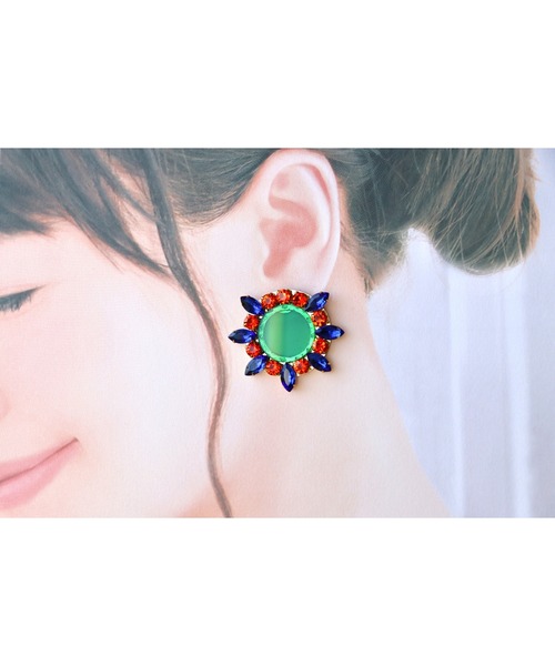 tone（トーン）の「【mauvelily】Bijou flower(MA)（ピアス（両耳用）・レディース・ブラック系その他/オレンジ系その他/グリーン系その他・FREE）」の8枚目の写真