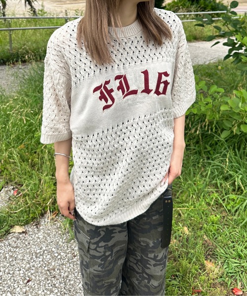 sedacle(セダクル)の「透かしニットトップス(Tシャツ/カットソー・メンズ・ピンク/アイボリー/レッド・MEDIUM/SMALL/LARGE)」の2枚目の写真