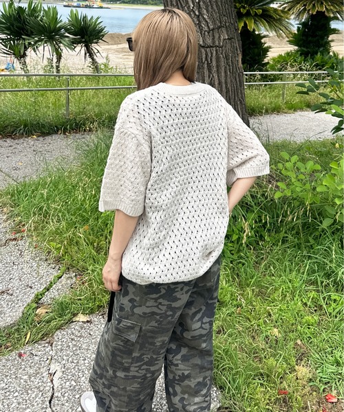 sedacle(セダクル)の「透かしニットトップス(Tシャツ/カットソー・メンズ・ピンク/アイボリー/レッド・MEDIUM/SMALL/LARGE)」の17枚目の写真