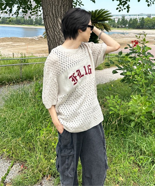 sedacle(セダクル)の「透かしニットトップス(Tシャツ/カットソー・メンズ・ピンク/アイボリー/レッド・MEDIUM/SMALL/LARGE)」の21枚目の写真