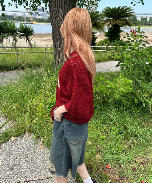 sedacle(セダクル)の「透かしニットトップス(Tシャツ/カットソー・メンズ・ピンク/アイボリー/レッド・MEDIUM/SMALL/LARGE)」の10枚目の写真