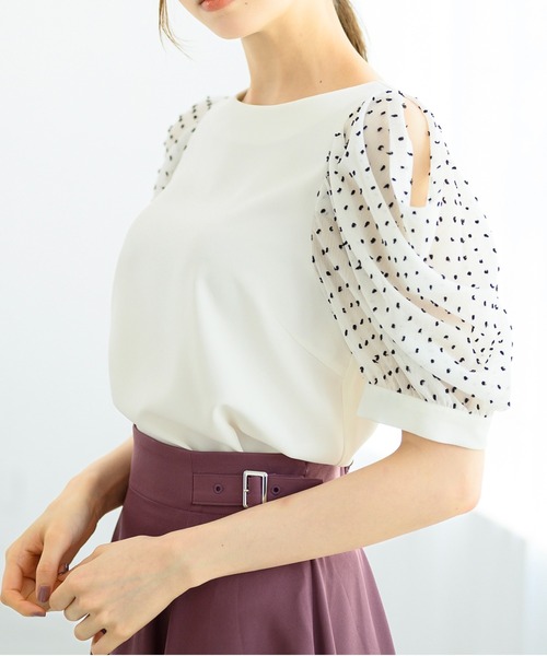 ミッシュマッシュ MISCH MASCH 【2024秋冬新作】ドビードットショルダーブラウス/MM438101 （BLACK） ミッシュマッシュ MISCH MASCH 【2024秋冬新作】ドビードット