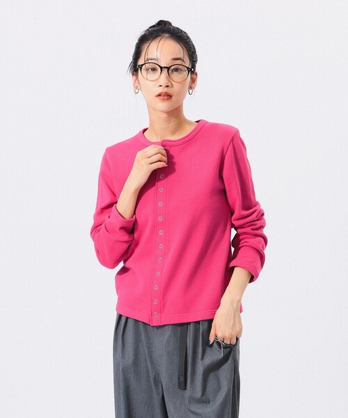 BEAMS BOY（ビームスボーイ）の「リングドット カーディガン 24AW（カーディガン/ボレロ・レディース・ピンク/チャコールグレー/サックスブルー/ネイビー・2/1）」の13枚目の写真