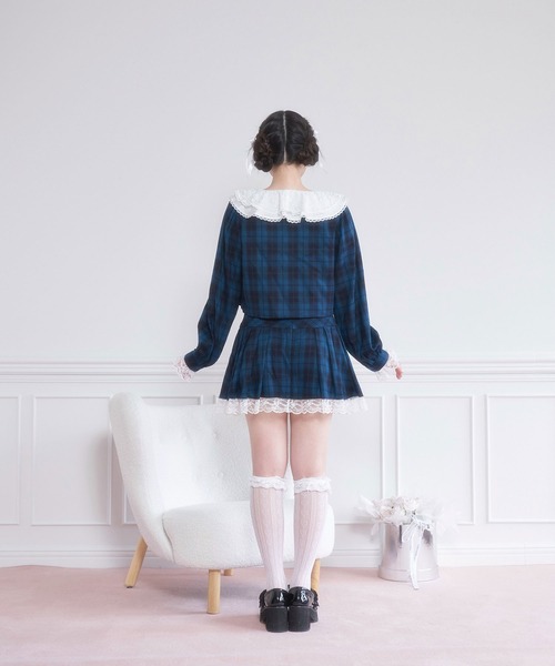 【セール】チェックレース重ねセットアップ（セットアップ）｜Honey Cinnamon（ハニーシナモン）