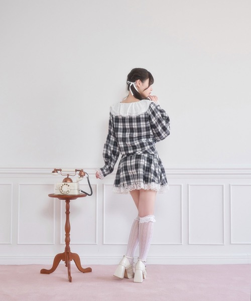 【セール】チェックレース重ねセットアップ（セットアップ）｜Honey Cinnamon（ハニーシナモン）