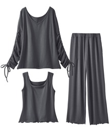 YU'NOW（ユナウ）の「【3点セット/着心地◎】レーヨンブレンドリブルームウエア（ルームウェア/パジャマ）」