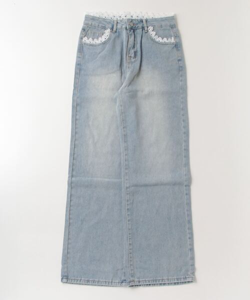 『.KOM/ドットケーオーエム』レースデニムパンツ【Y】【CN】（デニムパンツ）｜.KOM（ドットコム）