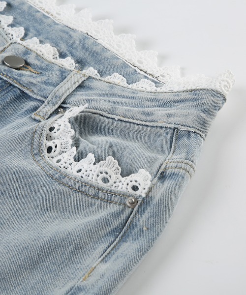 『.KOM/ドットケーオーエム』レースデニムパンツ【Y】【CN】（デニムパンツ）｜.KOM（ドットコム）