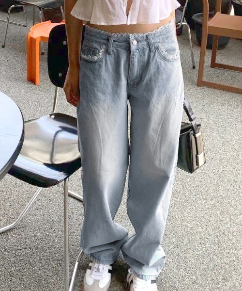 『.KOM/ドットケーオーエム』レースデニムパンツ【Y】【CN】（デニムパンツ）｜.KOM（ドットコム）