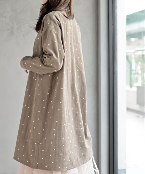 コットンコーデュロイバンドカラーシャツチュニック（シャツ/ブラウス
