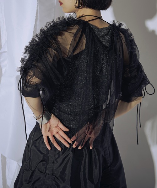 Ezick（エジック）の「Choker neck 2WAYフリルシアーブラウス（シャツ/ブラウス・レディース・アイボリー/ブラック/カーキ・FREE）」の16枚目の写真