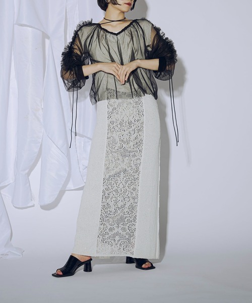 Ezick（エジック）の「Choker neck 2WAYフリルシアーブラウス（シャツ/ブラウス・レディース・アイボリー/ブラック/カーキ・FREE）」の19枚目の写真