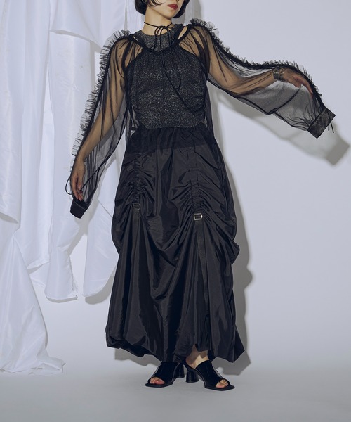 Ezick（エジック）の「Choker neck 2WAYフリルシアーブラウス（シャツ/ブラウス・レディース・アイボリー/ブラック/カーキ・FREE）」の18枚目の写真