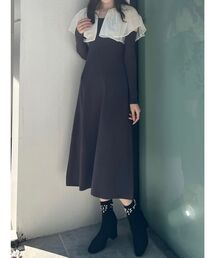 ケープ付アームウォーマーニットワンピース