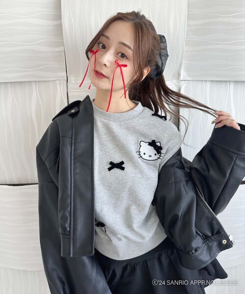 MAJESTIC LEGON（マジェスティックレゴン）の「ハローキティ メニーリボンスウェット（スウェット・レディース・グレー/オフホワイト・MEDIUM）」の8枚目の写真