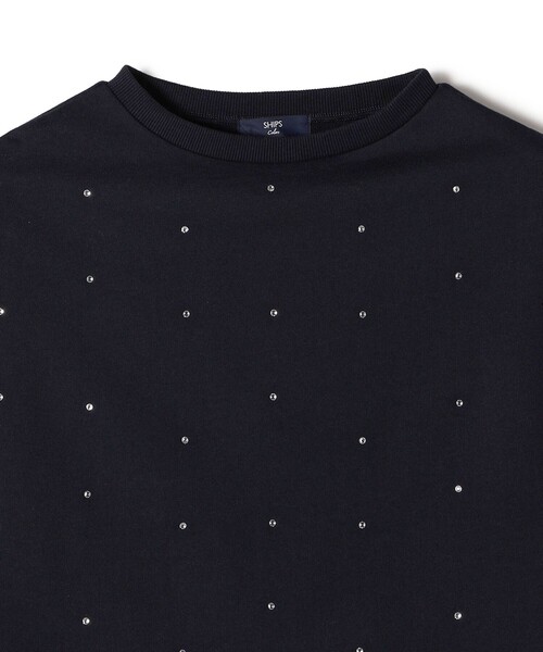 SHIPS Colors(シップス カラーズ)の「SHIPS Colors:〈手洗い可能〉ホットフィックス ミニ裏毛 トップス(Tシャツ/カットソー・レディース・オフホワイト/ネイビー・ONE SIZE)」の6枚目の写真