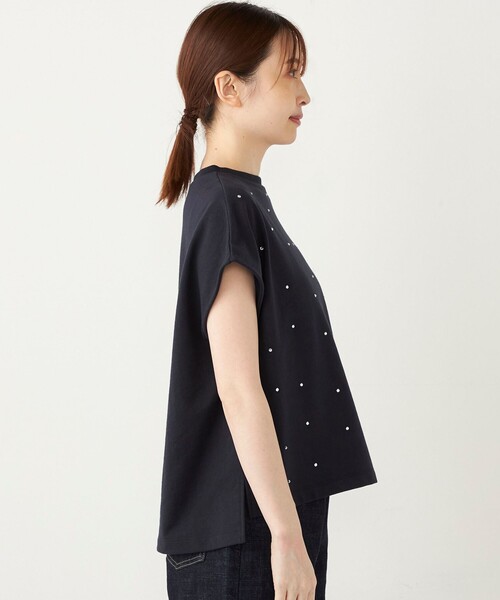SHIPS Colors(シップス カラーズ)の「SHIPS Colors:〈手洗い可能〉ホットフィックス ミニ裏毛 トップス(Tシャツ/カットソー・レディース・オフホワイト/ネイビー・ONE SIZE)」の15枚目の写真
