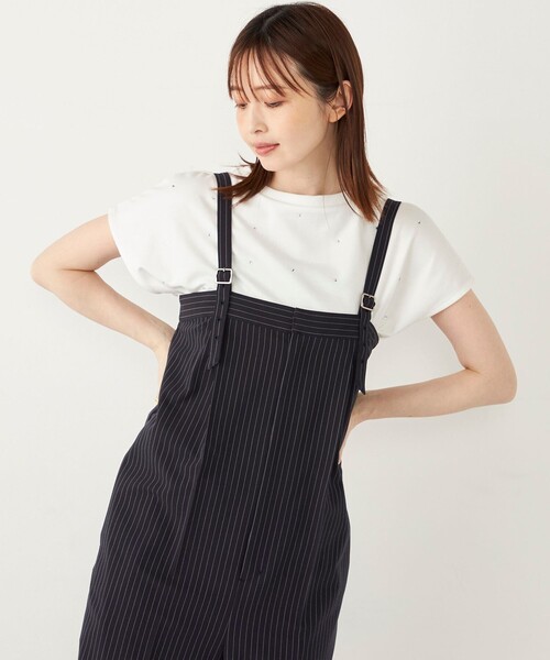 SHIPS Colors(シップス カラーズ)の「SHIPS Colors:〈手洗い可能〉ホットフィックス ミニ裏毛 トップス(Tシャツ/カットソー・レディース・オフホワイト/ネイビー・ONE SIZE)」の19枚目の写真