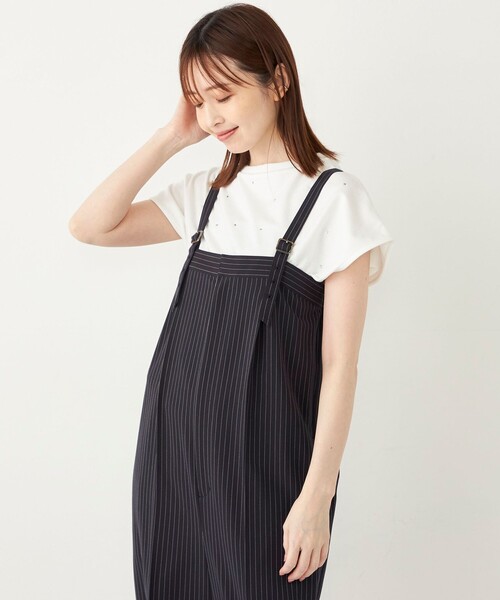 SHIPS Colors(シップス カラーズ)の「SHIPS Colors:〈手洗い可能〉ホットフィックス ミニ裏毛 トップス(Tシャツ/カットソー・レディース・オフホワイト/ネイビー・ONE SIZE)」の20枚目の写真