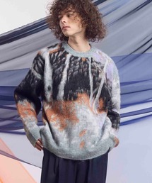 《UNISEX》Prime-Over Landscape Painting Crew Neck Knit PullOver/プライムオーバーランドスケープペインティングクルーネックニットプルオーバー 【MAISON SPECIAL/メゾンスペシャル】