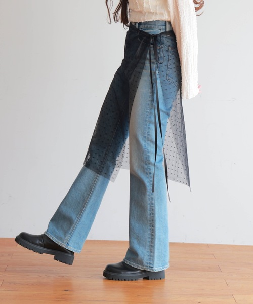 PURE BRIGHT（ピュアブライト）の「チュールレイヤード巻きスカート（スカート・レディース・ブラック/ホワイト・FREE）」の15枚目の写真