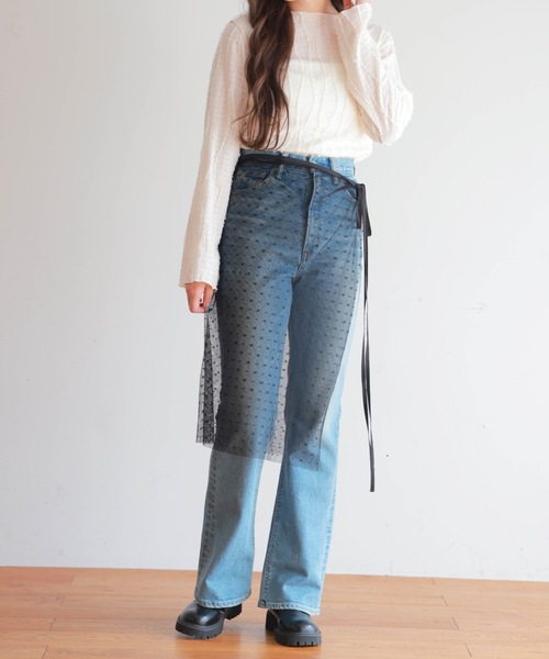 PURE BRIGHT（ピュアブライト）の「チュールレイヤード巻きスカート（スカート・レディース・ブラック/ホワイト・FREE）」の14枚目の写真