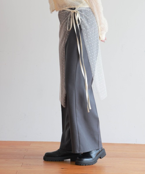 PURE BRIGHT（ピュアブライト）の「チュールレイヤード巻きスカート（スカート・レディース・ブラック/ホワイト・FREE）」の7枚目の写真