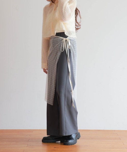 PURE BRIGHT（ピュアブライト）の「チュールレイヤード巻きスカート（スカート・レディース・ブラック/ホワイト・FREE）」の9枚目の写真