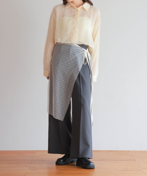 PURE BRIGHT（ピュアブライト）の「チュールレイヤード巻きスカート（スカート・レディース・ブラック/ホワイト・FREE）」の8枚目の写真