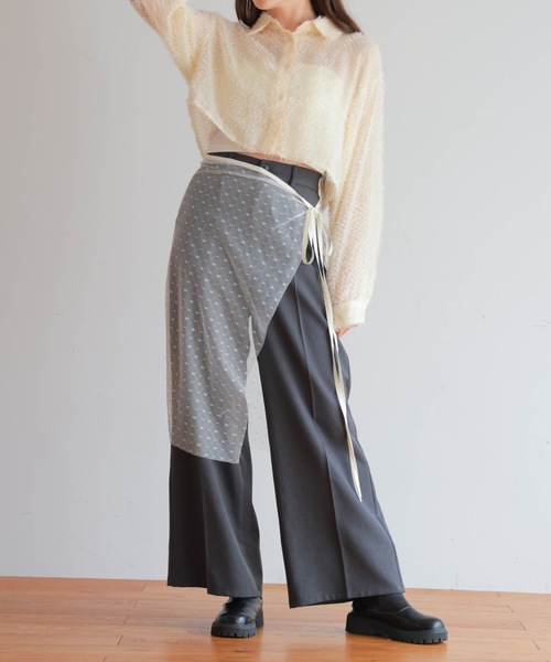 PURE BRIGHT（ピュアブライト）の「チュールレイヤード巻きスカート（スカート・レディース・ブラック/ホワイト・FREE）」の6枚目の写真