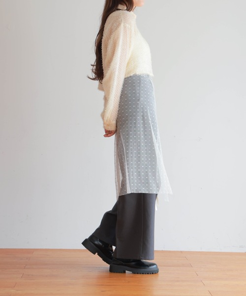 PURE BRIGHT（ピュアブライト）の「チュールレイヤード巻きスカート（スカート・レディース・ブラック/ホワイト・FREE）」の4枚目の写真