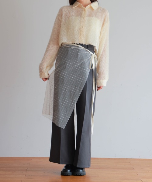 PURE BRIGHT（ピュアブライト）の「チュールレイヤード巻きスカート（スカート・レディース・ブラック/ホワイト・FREE）」の3枚目の写真