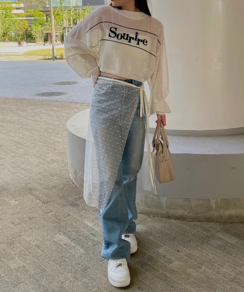 PURE BRIGHT（ピュアブライト）の「チュールレイヤード巻きスカート（スカート・レディース・ブラック/ホワイト・FREE）」の22枚目の写真