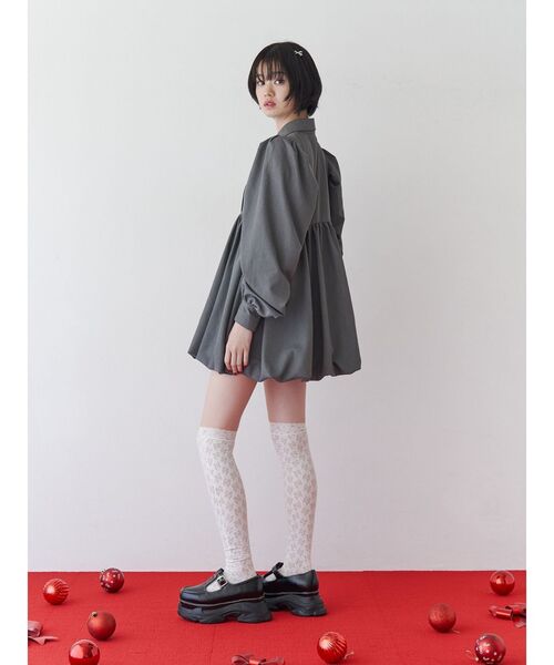 【セール】シャツカラーバルーンチェックミニワンピース（ワンピース）｜jouetie（ジュエティ）