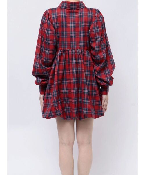 【セール】シャツカラーバルーンチェックミニワンピース（ワンピース）｜jouetie（ジュエティ）