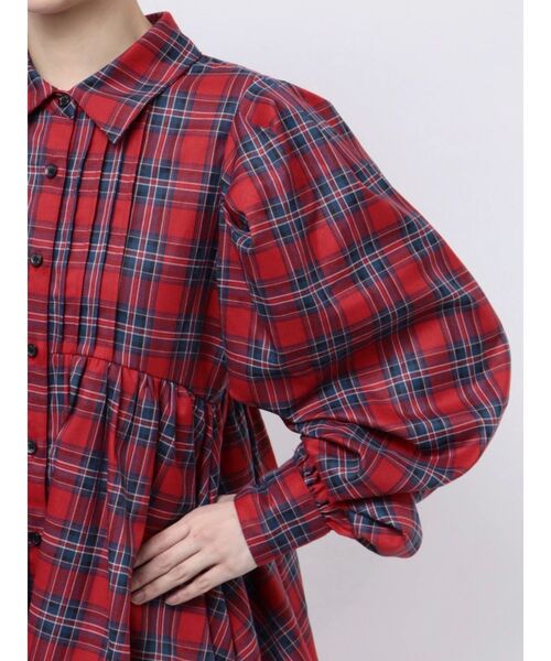 【セール】シャツカラーバルーンチェックミニワンピース（ワンピース）｜jouetie（ジュエティ）