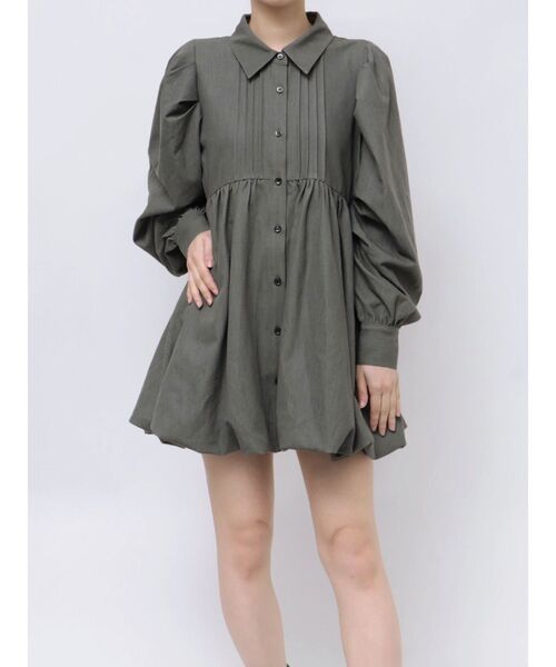 【セール】シャツカラーバルーンチェックミニワンピース（ワンピース）｜jouetie（ジュエティ）