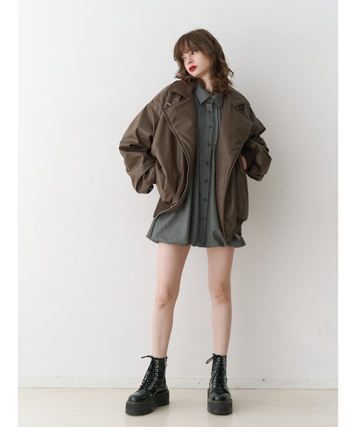 【セール】シャツカラーバルーンチェックミニワンピース（ワンピース）｜jouetie（ジュエティ）