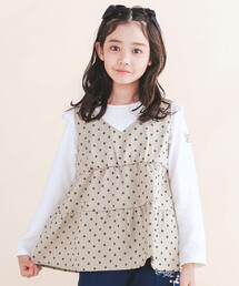 SLAP SLIP（スラップスリップ）の「【お揃い】千鳥格子小花柄チュニックドッキングトップス(90~140cm)（Tシャツ/カットソー・キッズ）」