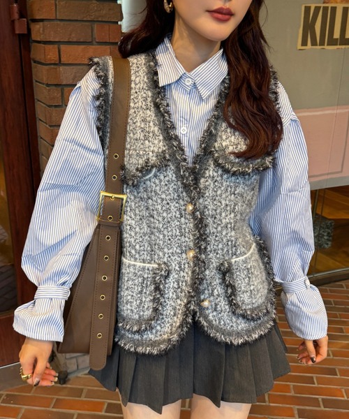 efill（エフィル）の「バルーン袖 の ストライプシャツ（シャツ/ブラウス・レディース・ブルー・FREE）」の2枚目の写真