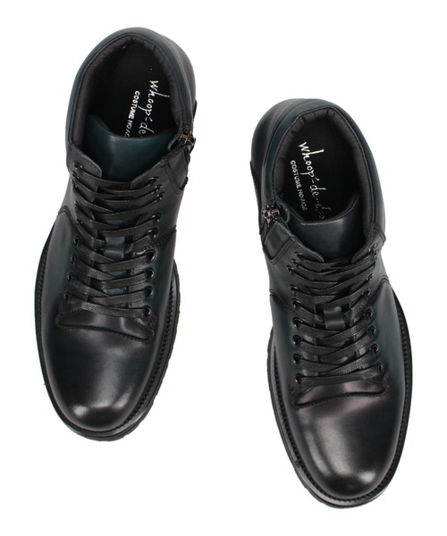 whoop-de-doo（フープディドゥ）の「クラストレザーレースアップブーツ whoop-de-doo/フープディドゥ（ブーツ・メンズ・ネイビー/ブラック×ブラック・44/41/42/43/40）」の9枚目の写真