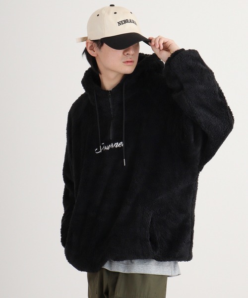 FUNALIVE（ファンアライブ）の「Double face boa half ZIP pullover hoodie / ダブルフェイス ボアハーフZIPプルオーバーパーカー unisex（パーカー・メンズ・グレー/ブラック/ブルーグリーン/ホワイト・M/L）」の18枚目の写真