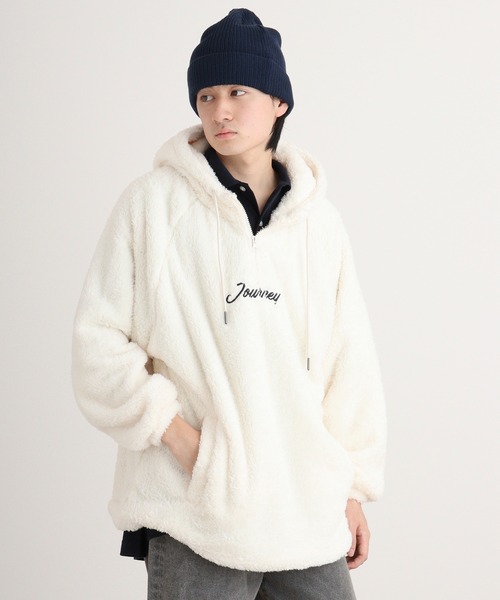 FUNALIVE（ファンアライブ）の「Double face boa half ZIP pullover hoodie / ダブルフェイス ボアハーフZIPプルオーバーパーカー unisex（パーカー・メンズ・グレー/ブラック/ブルーグリーン/ホワイト・M/L）」の10枚目の写真