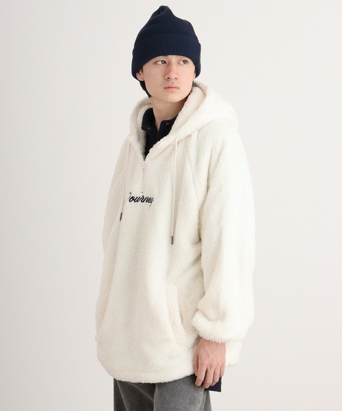 FUNALIVE（ファンアライブ）の「Double face boa half ZIP pullover hoodie / ダブルフェイス ボアハーフZIPプルオーバーパーカー unisex（パーカー・メンズ・グレー/ブラック/ブルーグリーン/ホワイト・M/L）」の11枚目の写真