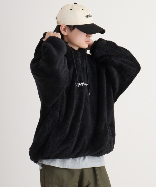 FUNALIVE（ファンアライブ）の「Double face boa half ZIP pullover hoodie / ダブルフェイス ボアハーフZIPプルオーバーパーカー unisex（パーカー・メンズ・グレー/ブラック/ブルーグリーン/ホワイト・M/L）」の19枚目の写真