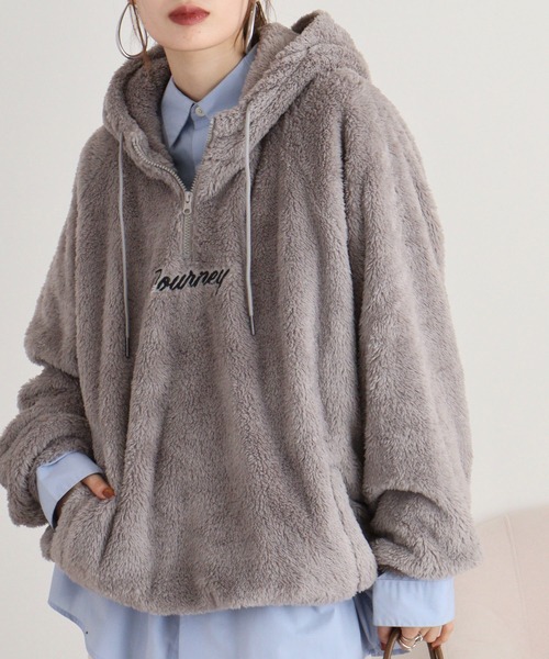 FUNALIVE（ファンアライブ）の「Double face boa half ZIP pullover hoodie / ダブルフェイス ボアハーフZIPプルオーバーパーカー unisex（パーカー・メンズ・グレー/ブラック/ブルーグリーン/ホワイト・M/L）」の22枚目の写真