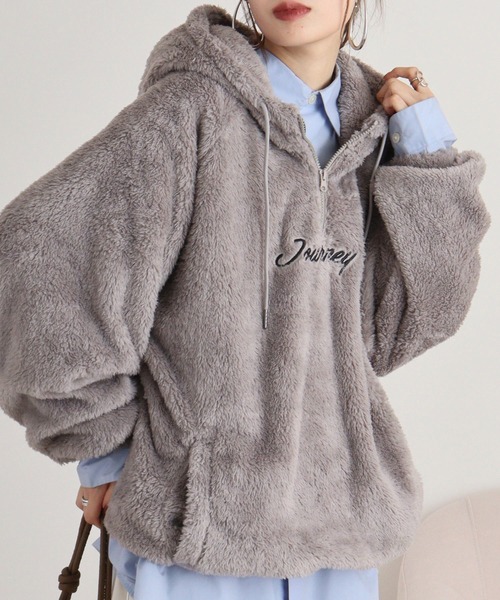 FUNALIVE（ファンアライブ）の「Double face boa half ZIP pullover hoodie / ダブルフェイス ボアハーフZIPプルオーバーパーカー unisex（パーカー・メンズ・グレー/ブラック/ブルーグリーン/ホワイト・M/L）」の21枚目の写真