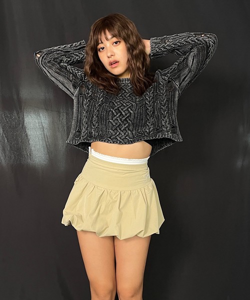 【セール】ショート丈ダメージケーブルニット(Tシャツ/カットソー)|ROGER AND RAW(ロジャーアンドロウ) 【セール】ショート丈ダメージケーブルニット(Tシャツ/カットソー)|ROGER AND RAW(ロジャーアンドロウ)