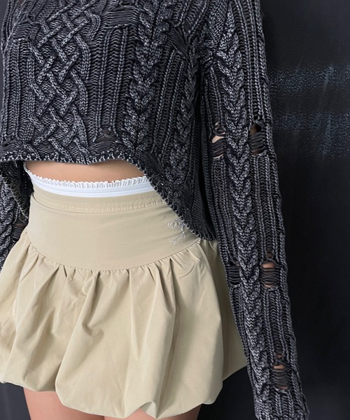 【セール】ショート丈ダメージケーブルニット(Tシャツ/カットソー)|ROGER AND RAW(ロジャーアンドロウ) 【セール】ショート丈ダメージケーブルニット(Tシャツ/カットソー)|ROGER AND RAW(ロジャーアンドロウ)